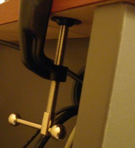 C-Clamp Attached Underneath Desk Ledge